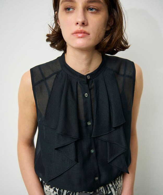 GRACE CONTINENTAL シアーボウタイノースリーブ ブラック