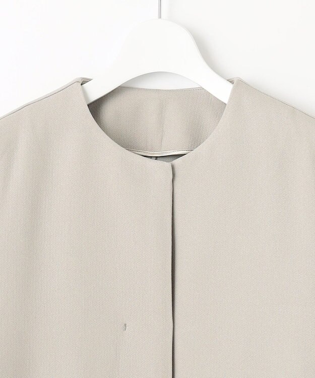 自由区 【XSサイズ～/洗える】ライトダブルクロス ノーカラージャケット サンドベージュ