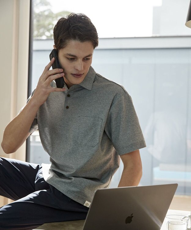 JOSEPH ABBOUD MOUNTAIN 【SPACE】OGスラブプレーティング天竺 ポロシャツ ライトグレー系