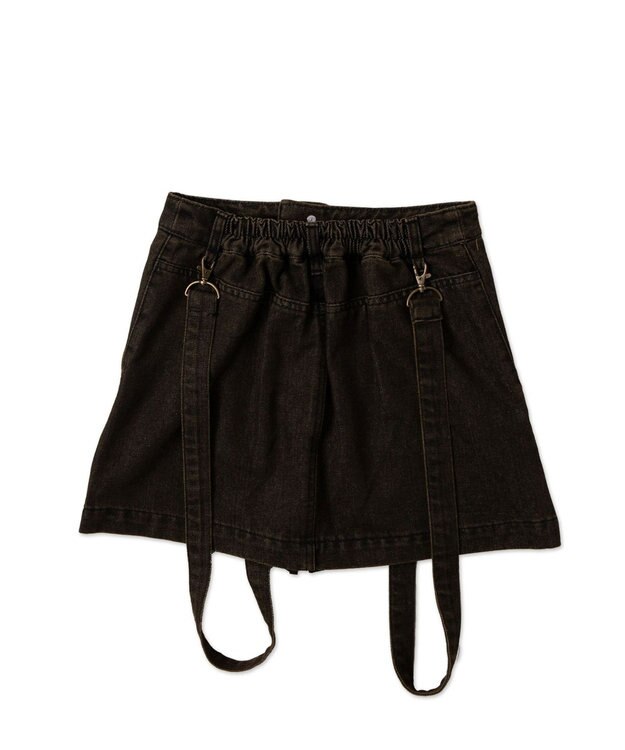 WEGO ヴィンテージウォッシュサス付スカパン ブラック