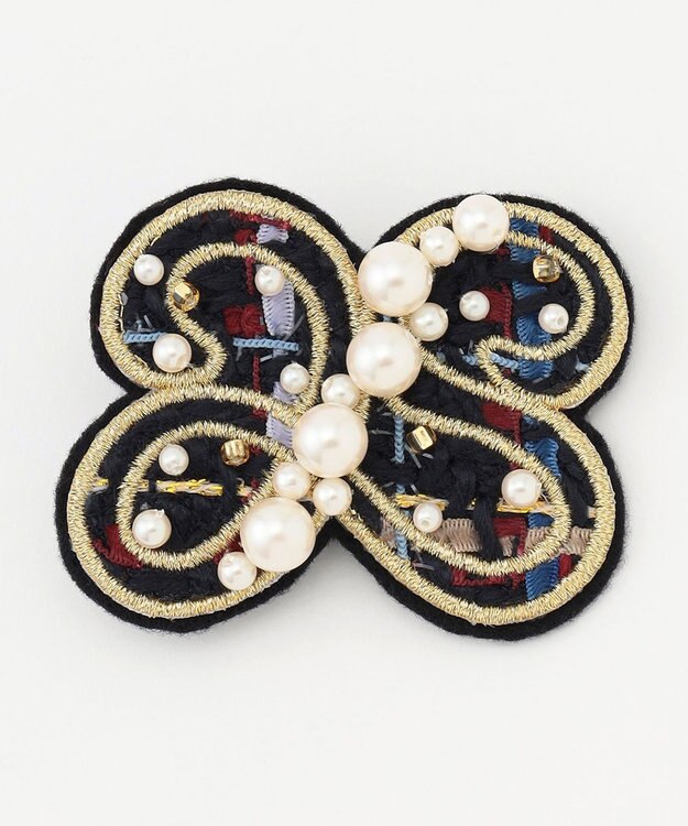 ANY SIS 【25周年記念】オリジナルツイード ブローチ ネイビー系チェック