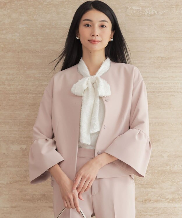 組曲 S 【KUMIKYOKU NAVY】コンフォータブルドレープ フレアスリーブジャケット シャンパンピンク系