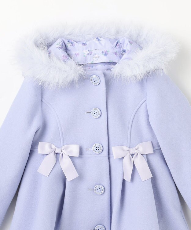 ANY KIDS 【フード取り外し可能】ウールライクコート サックスブルー