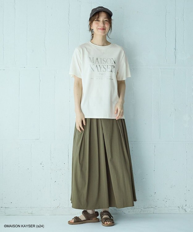 ANY 【MAISON KAYSERコラボ】箔プリントロゴ半袖Tシャツ エクリュ×シルバー