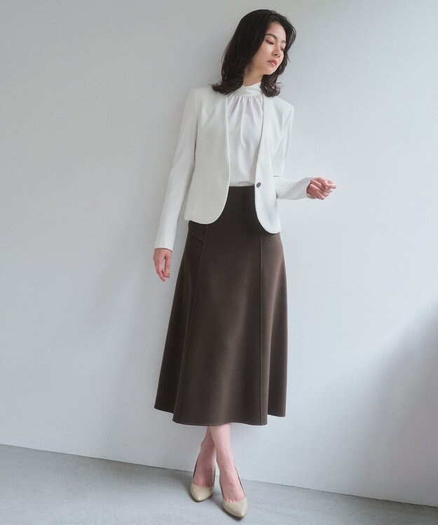 BEIGE， 【人気シリーズ】EVA / ハイネックハーフスリーブブラウス White