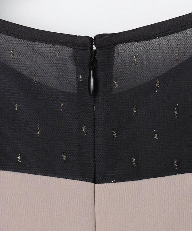 ANY SIS 【Lily Calin】シャイニードットコンビ ドレス シャンパン×スレート