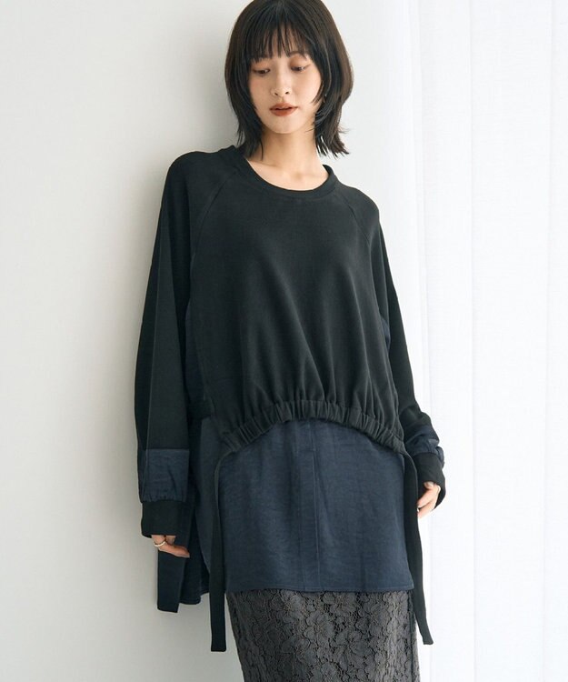 YECCA VECCA 素材MIXレイヤード起毛プルオーバー Black