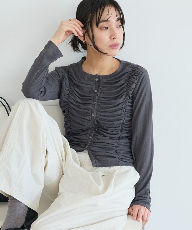 CRAFT STANDARD BOUTIQUE シャーリングカーディガン Gray Mixture