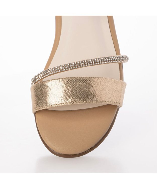 ing <Pitti>【WEB限定】ラインストーンウエッジサンダル ゴールド