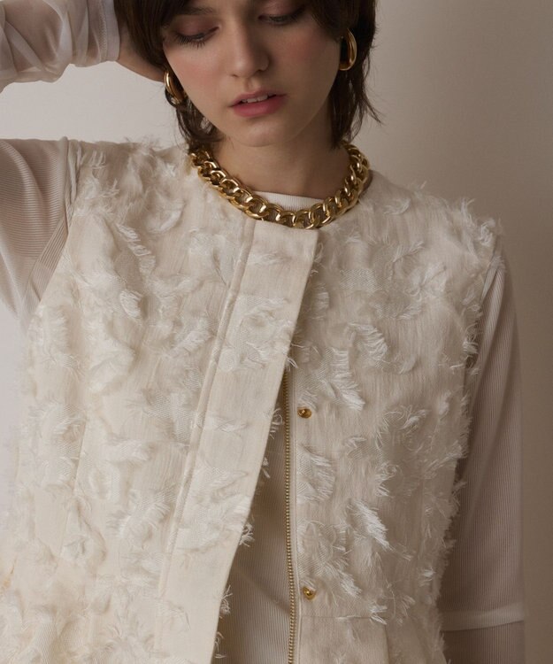 GRACE CONTINENTAL カットジャガードジレ キナリ