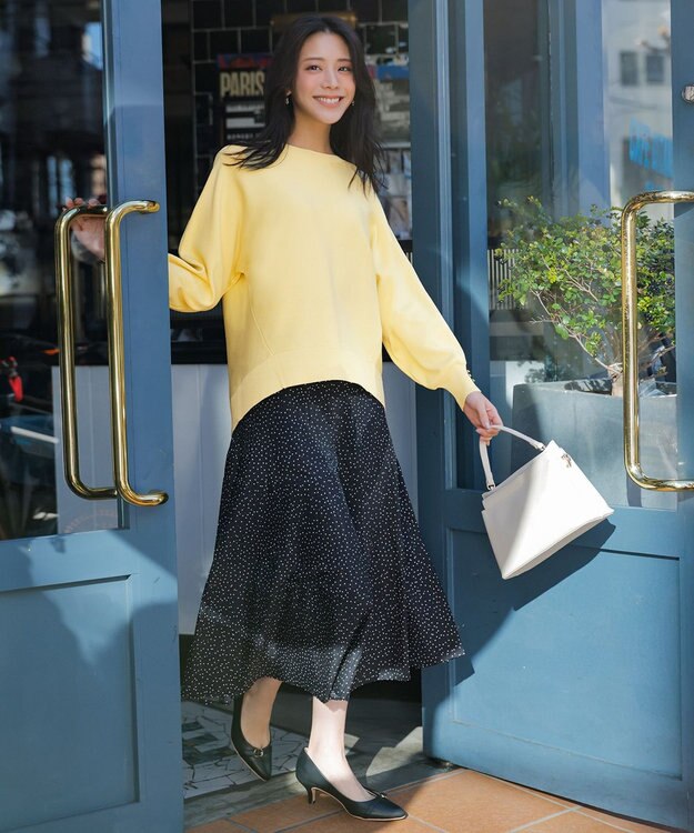 ANY SIS プリーツ切替 スカート ブラックドット