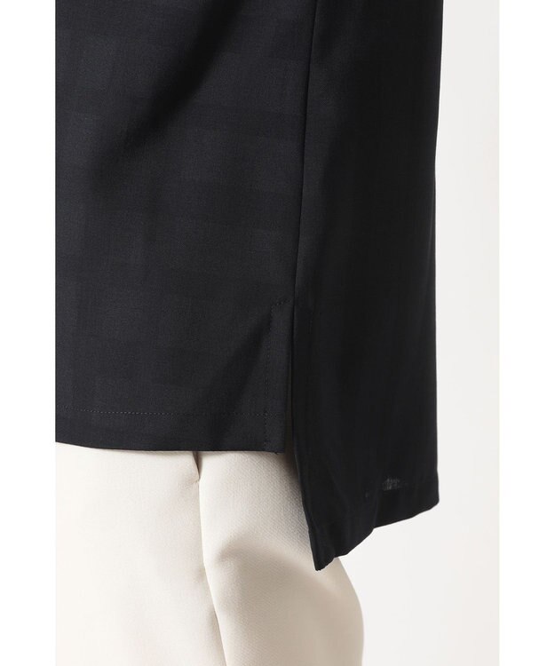 DAKS シャドーチェック 7分袖オーバーシャツ ネイビー