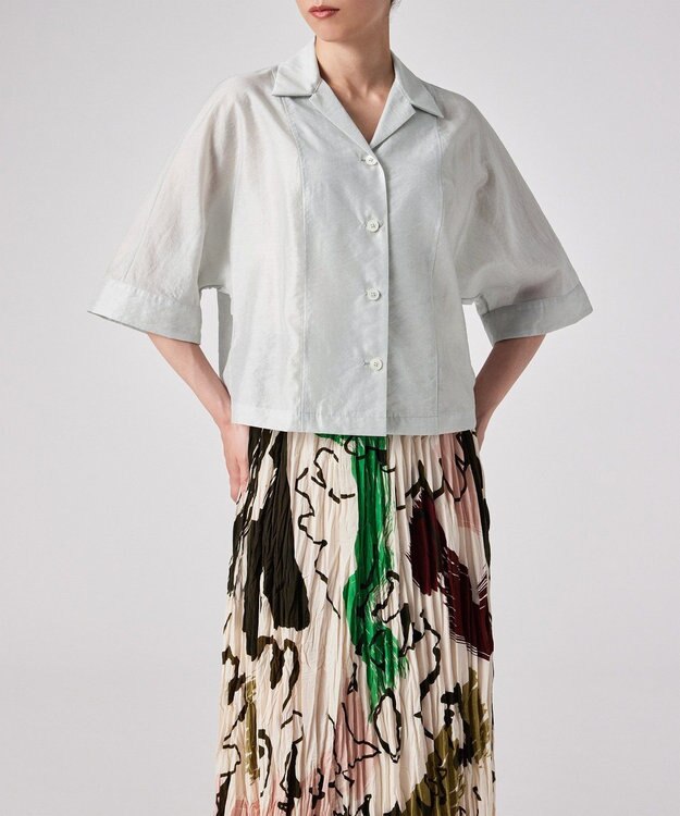 Paul Smith オープンカラー シアーシャツ ブルーグレー