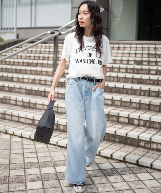 WEGO 【ユニセックス着用ITEM/SMLサイズ展開】デニムルーズフレアパンツ デニム淡色