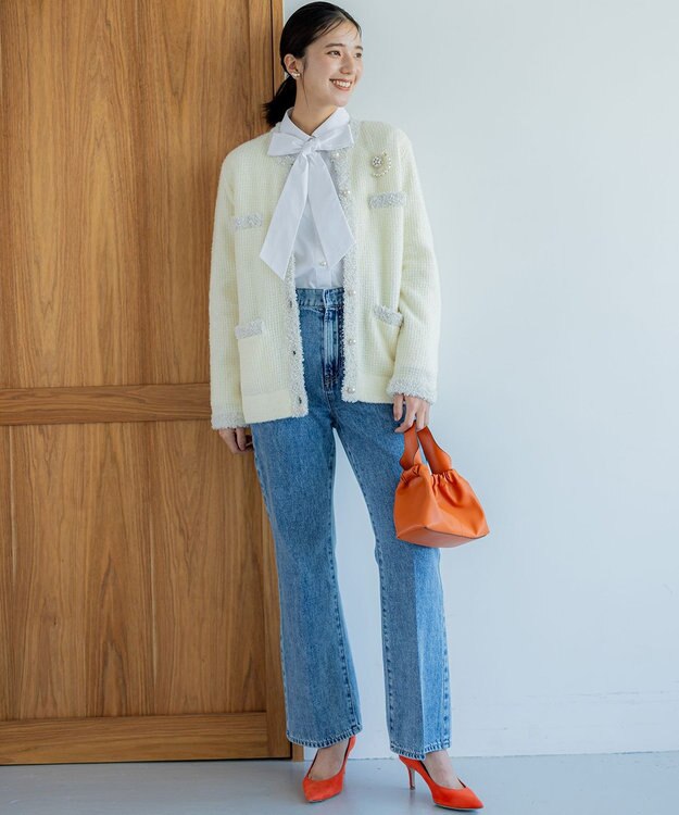 組曲 ツイードニット ジャケット アイボリー系