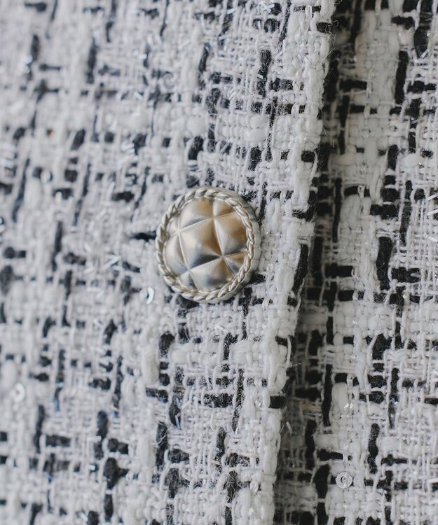 Tiaclasse 【洗える】ツイードノーカラージャレロ ホワイト