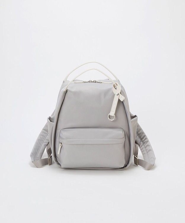 TOPKAPI 【Breath TOPKAPI】【撥水】ツヤ ナイロン レザーハンドル ミニ リュック ライトグレー