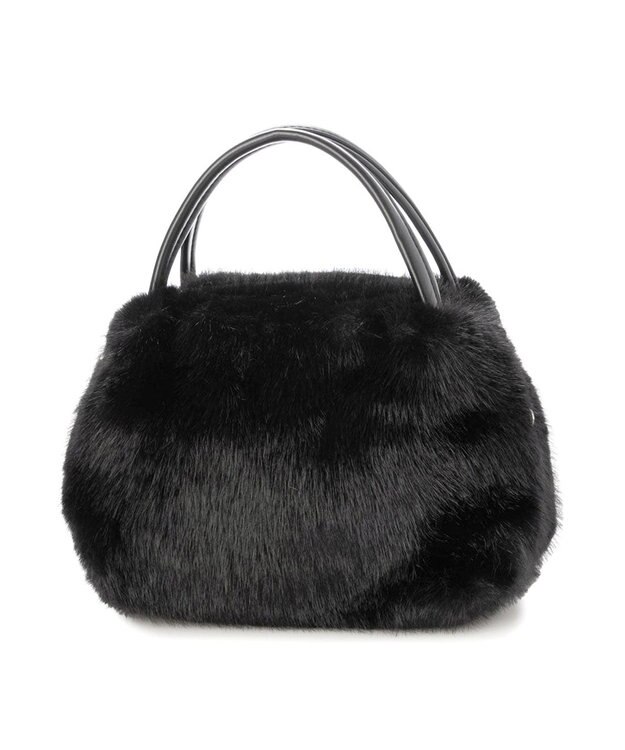 UNBILLION カシュカシュ cachecache / ミンク風エコファー2wayボックストート ブラック