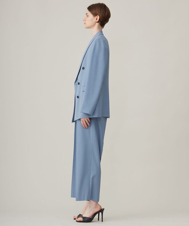 ICB L ウール2WAYストレッチ ダブルブレストジャケット ブルーシェイド系