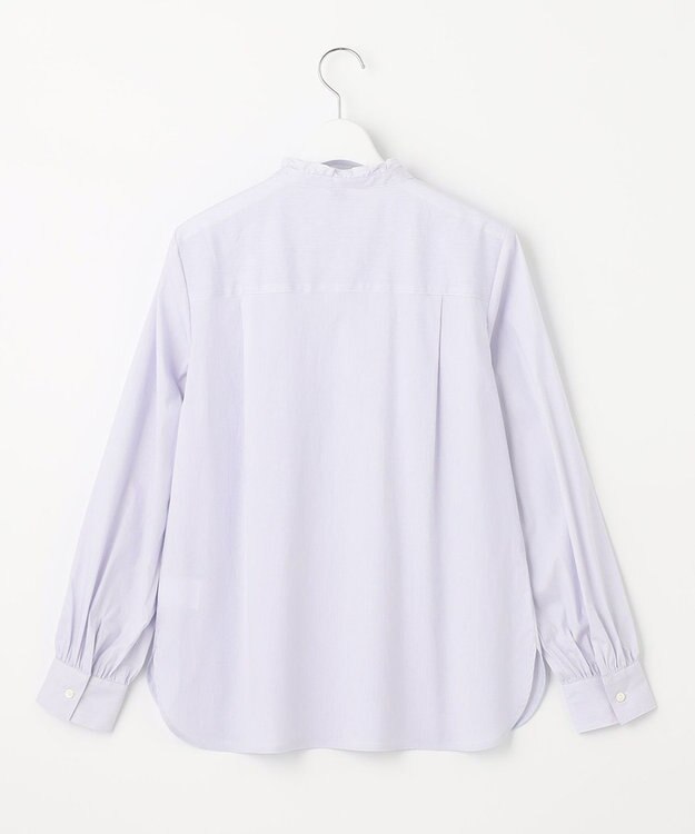 J.PRESS LADIES 【洗える】 BEZ VEGA フリル ストライプ ブラウス ふじ色系1