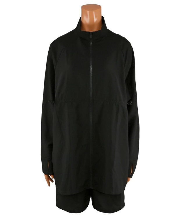 San-ai Resort（三愛水着楽園） 【WEB限定】5点セット バケットハット付きUVカット リブタンキニ+ラッシュガードセット水着【BeachQueen(ビーチクイーン）】 ブラック