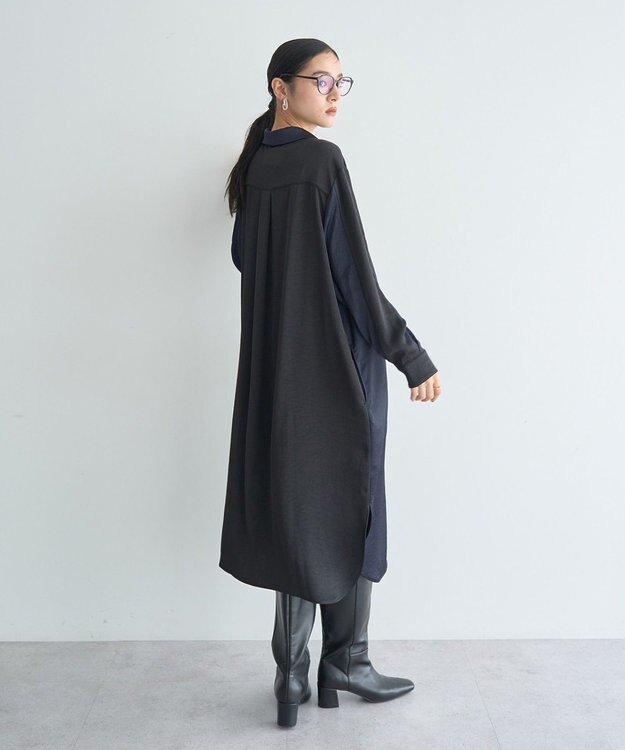 YECCA VECCA ヴィンテージサテンシャツワンピース Khaki