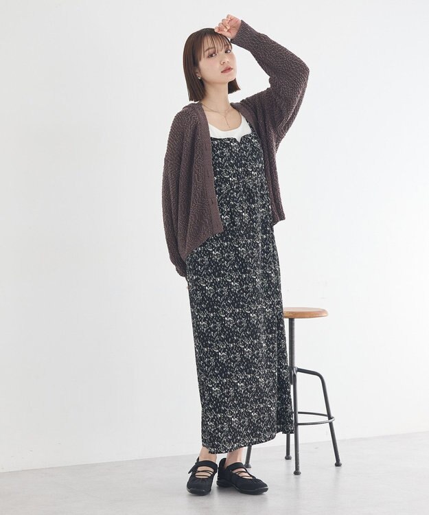 earth music&ecology 【予約】ぽんぽんスキッパーカーディガン ブラウン