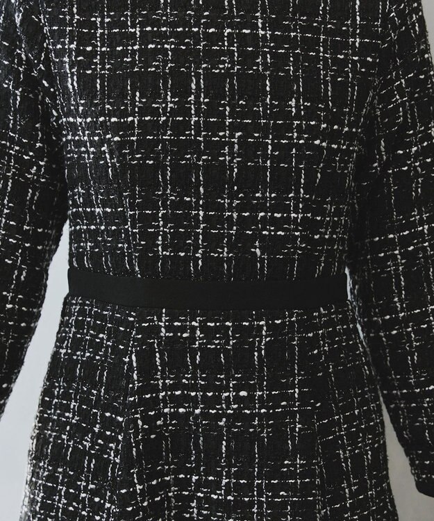 Tiaclasse 【安田美沙子さん着用・洗える】配色ツイードワンピース ブラック