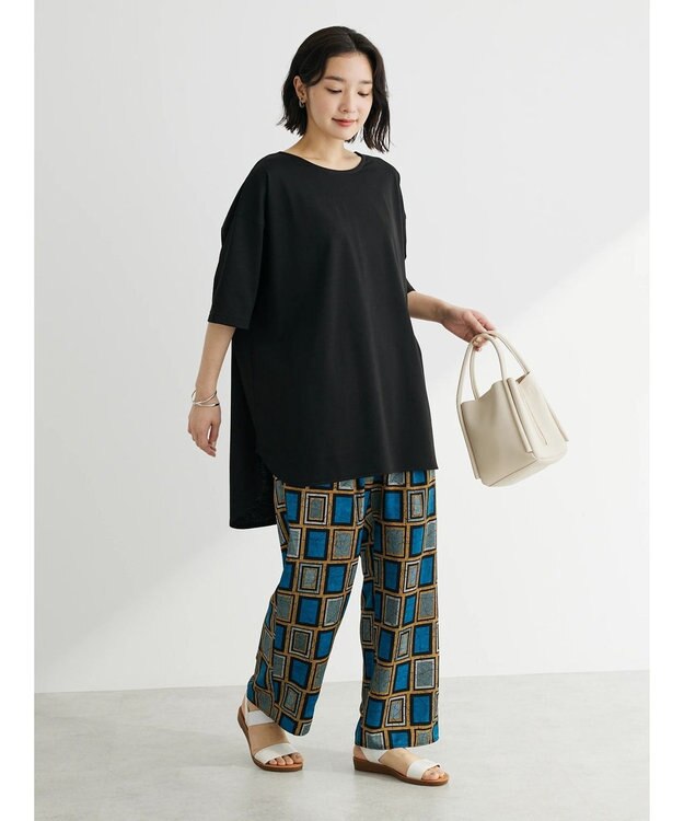 Green Parks 接触冷感バックカシュクールチュニック Black