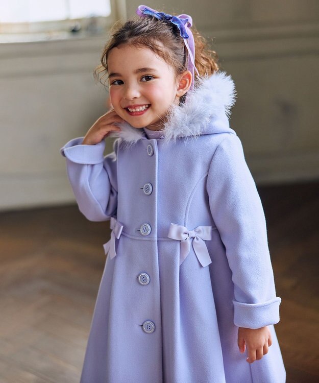 ANY KIDS 【フード取り外し可能】ウールライクコート サックスブルー