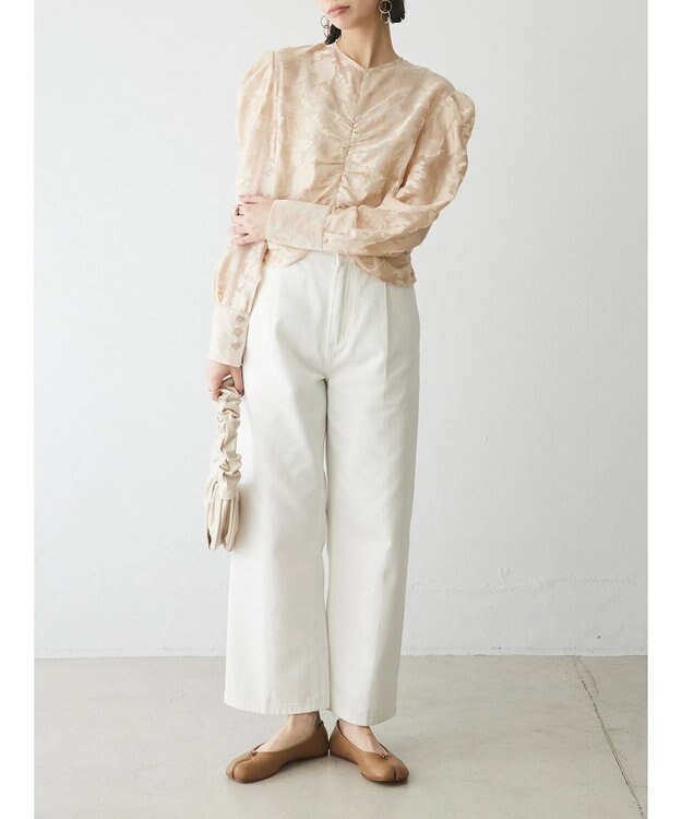 Green Parks AnriettMusee 花柄オパールシャーリングブラウス Beige