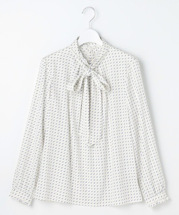 J.PRESS LADIES S スエード幾何プリント ブラウス オフ系