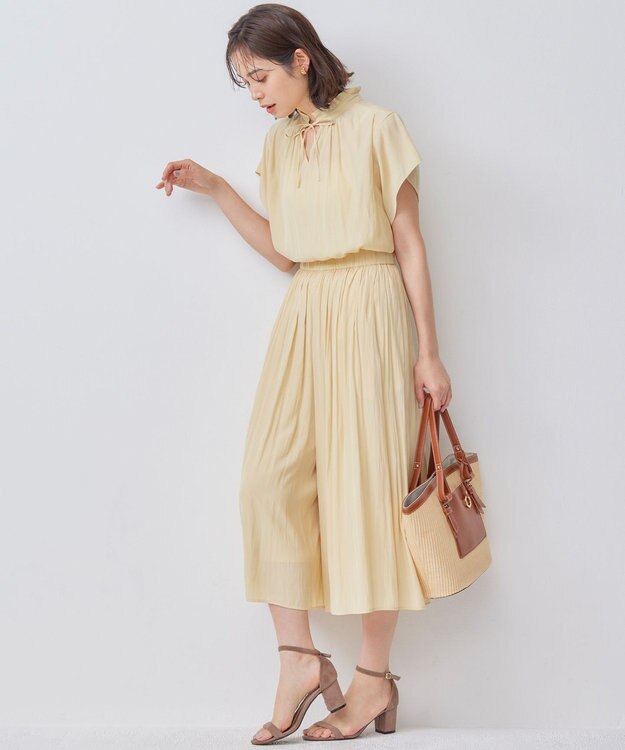 組曲 L 【新色追加】ギャザーライトデシン パンツ カスタード系