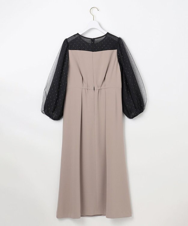 ANY SIS 【Lily Calin】シャイニードットコンビ ドレス シャンパン×スレート