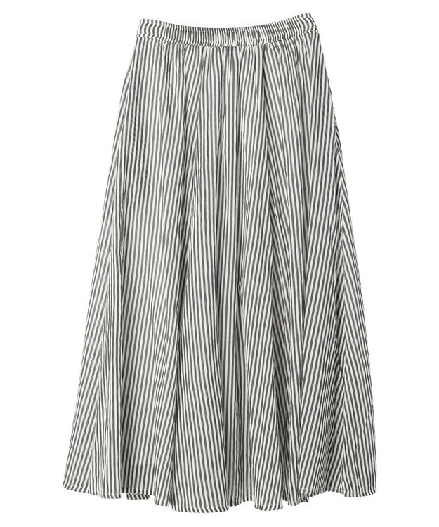Green Parks インド綿　ふんわりボイルロングスカート Stripe