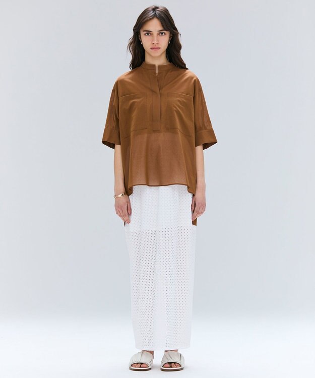 BEIGE， 【洗える】PICCOLO / パンチングドットIラインスカート White