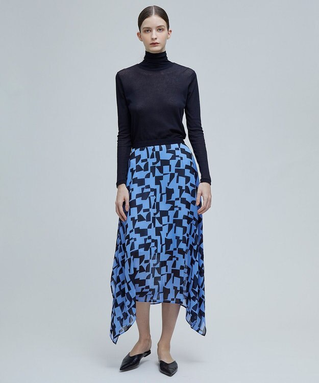 BEIGE， LUCIE / ランダムヘムスカート Sax × Navy