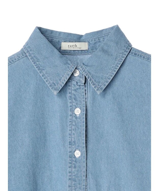 earth music&ecology クロップドポケットポイントシャツ Sax