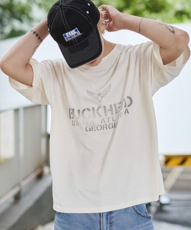 WEGO 【ユニセックス着用ITEM/MLサイズ展開】ステンシルロゴグラフィックT（SS） ホワイトアイボリー