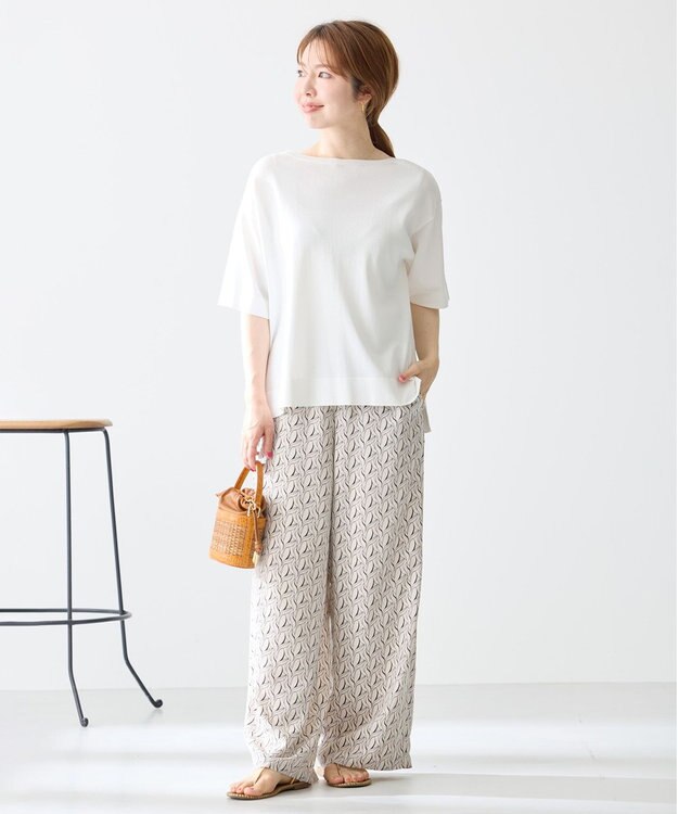 UNFILO プリントイージーパンツ エクリュ