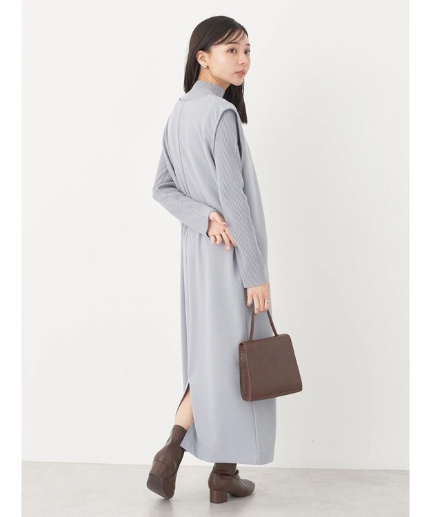 earth music&ecology ＳＥＴ２点Ｖネックジャンスカ＋ハイネックニット Gray