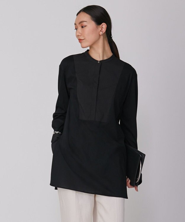 ICB 【UVケア・接触冷感・吸水速乾】コンビネーションジャージー チュニックカットソー ブラック系