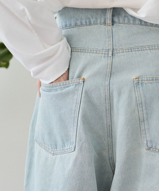WEGO クロップドワイドデニムパンツ デニム淡色