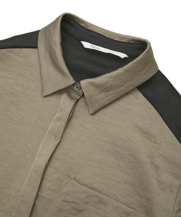 YECCA VECCA ヴィンテージサテンシャツワンピース Khaki