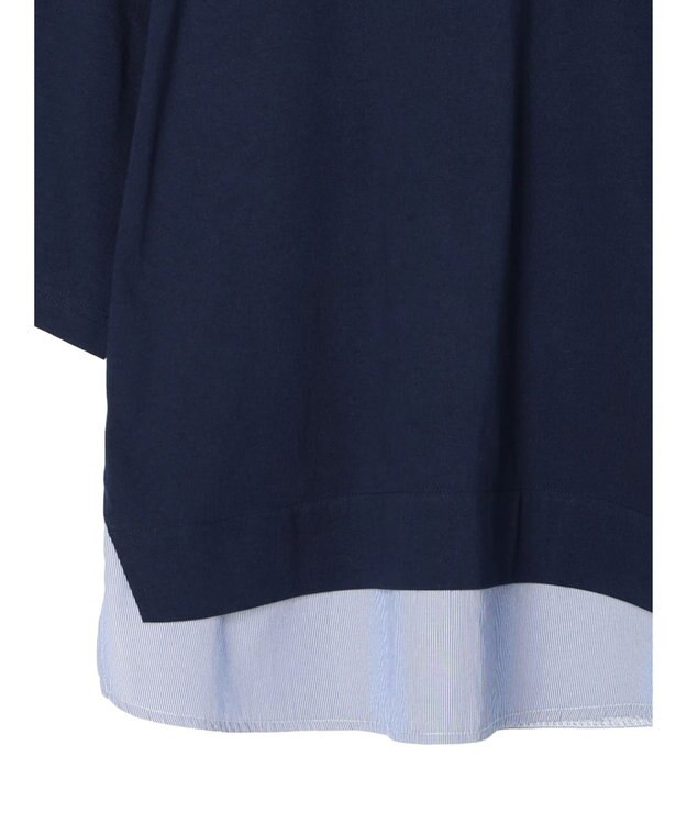 Green Parks 裾ドッキングレイヤー風７分袖プルオーバー Navy