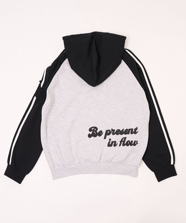 WEGO 【ユニセックス着用ITEM】ラインラグランZIPパーカー アッシュグレー