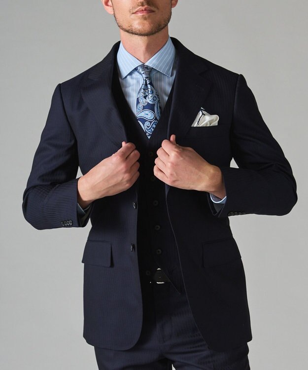 GOTAIRIKU 【御幸毛織】Superio160 ウールカシミヤ スーツ（ネイビーストライプ） ネイビー系8