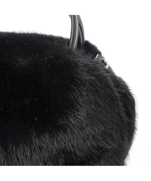 UNBILLION カシュカシュ cachecache / ミンク風エコファー2wayボックストート ブラック