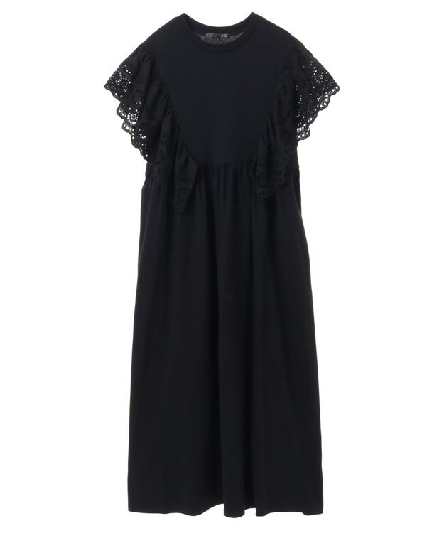 Green Parks ・ＳＵＧＡＲ　ＳＰＯＯＮ　ショルダー刺繍レースワンピース Black