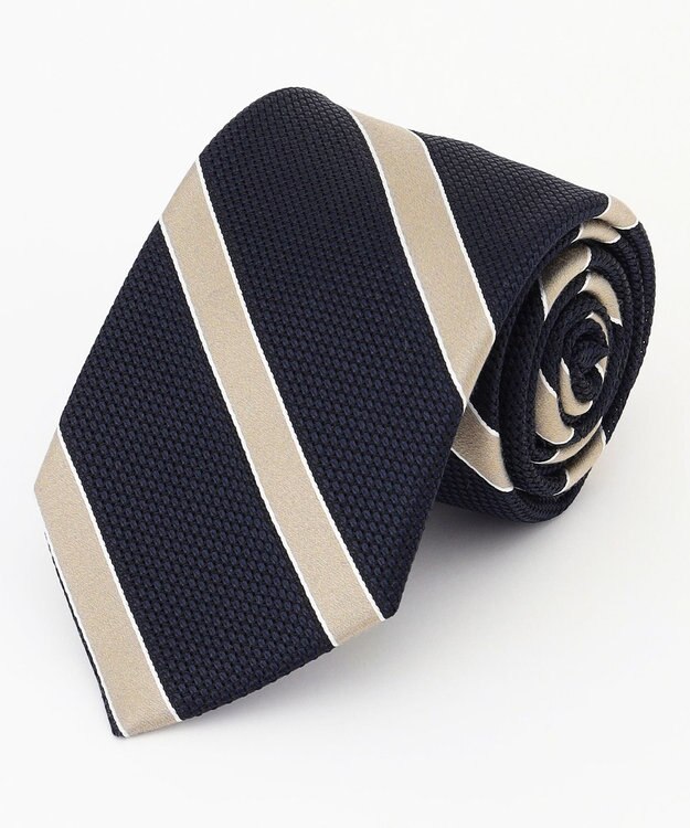 J.PRESS MEN 【JAPANESE SILK FRESCO TIE COLLECTION】ダブルストライプ ネクタイ ネイビー系1